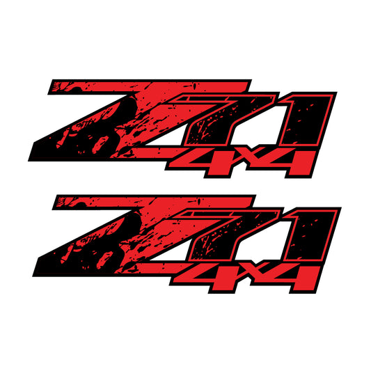 Z71 4x4 Red Splash - F - 1500 2500 HD Stickers - TiresFX
