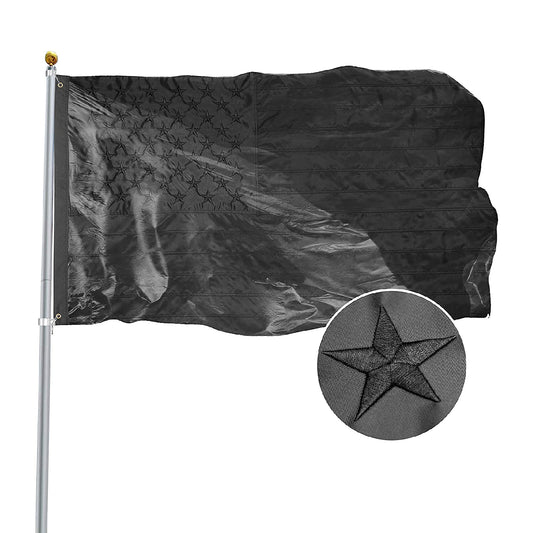 All Black American Flag Embroidered Stars 3x5 Ft - TiresFX