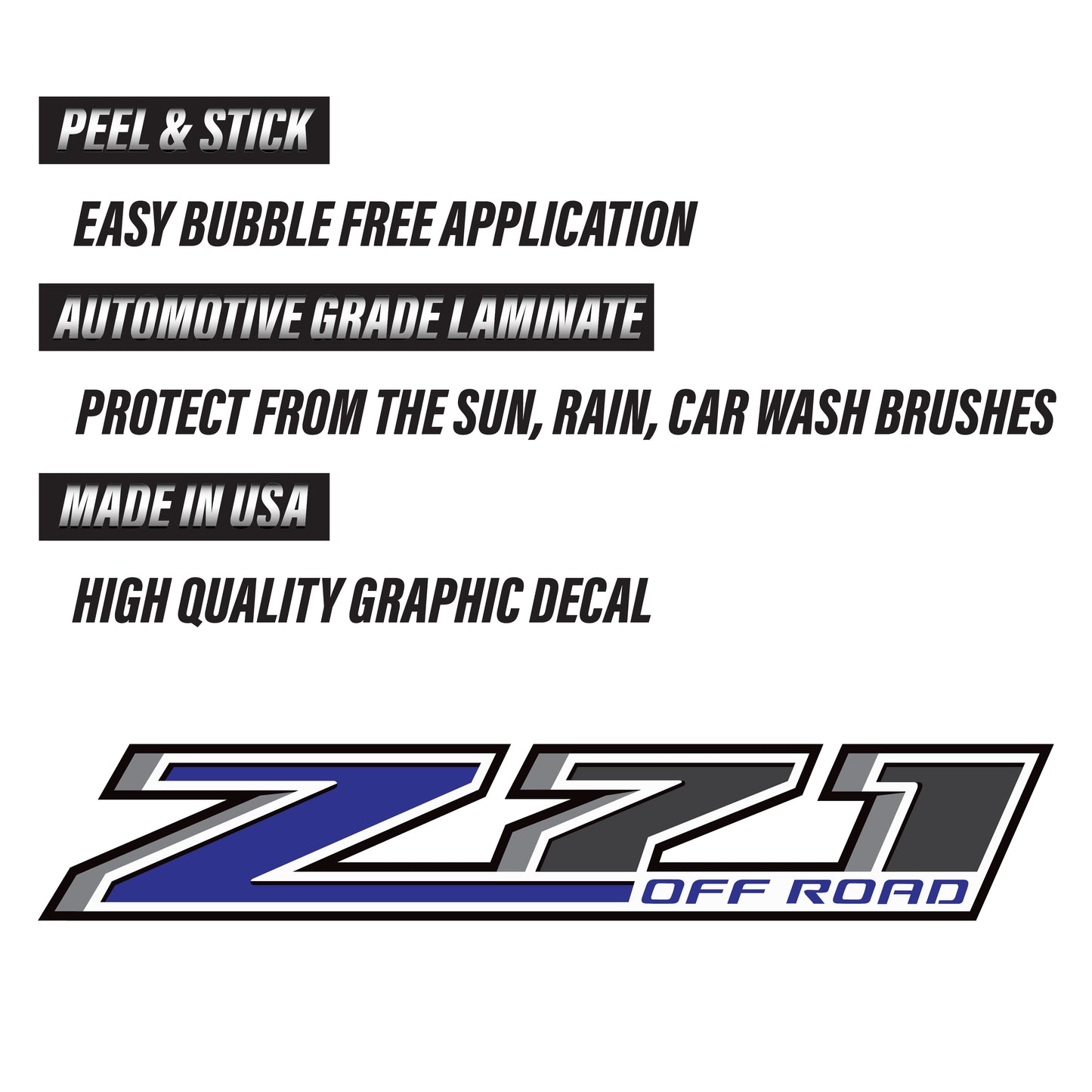 Z71 Offroad Truck Decals Blue - 2014-2018 Bedside Stickers - TiresFX