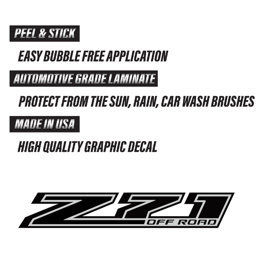 Z71 Offroad Truck Black Blackout Stickers Decals (2014-2018) - TiresFX